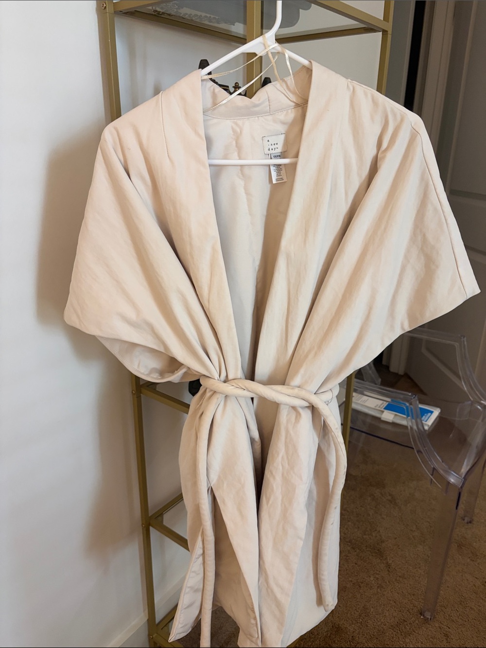 Light Beige Tie-Waist Women’s Coat